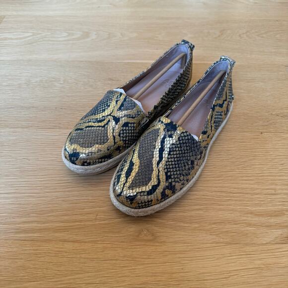 Abeo Blake Metallic Snakeskin Espadrilles Flats 8 Neutral - Picture 3 of 11